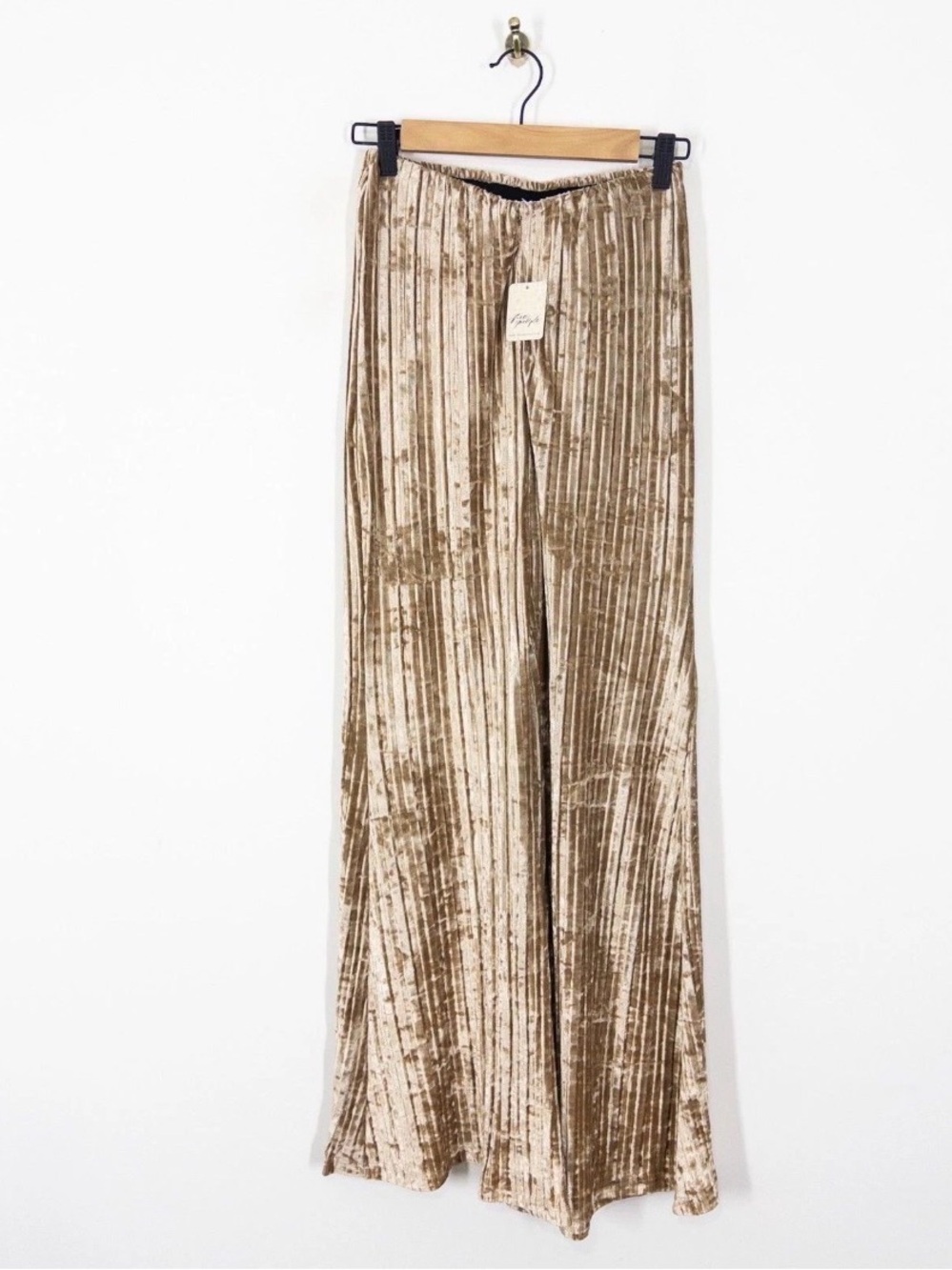 Free People Crushed Velvet Wide-Leg Pants in Taupe